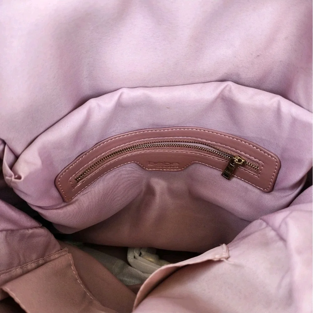 Bebe Pink Quilted Backpack Purse Gold Tone Convertible Bag Faux Leather